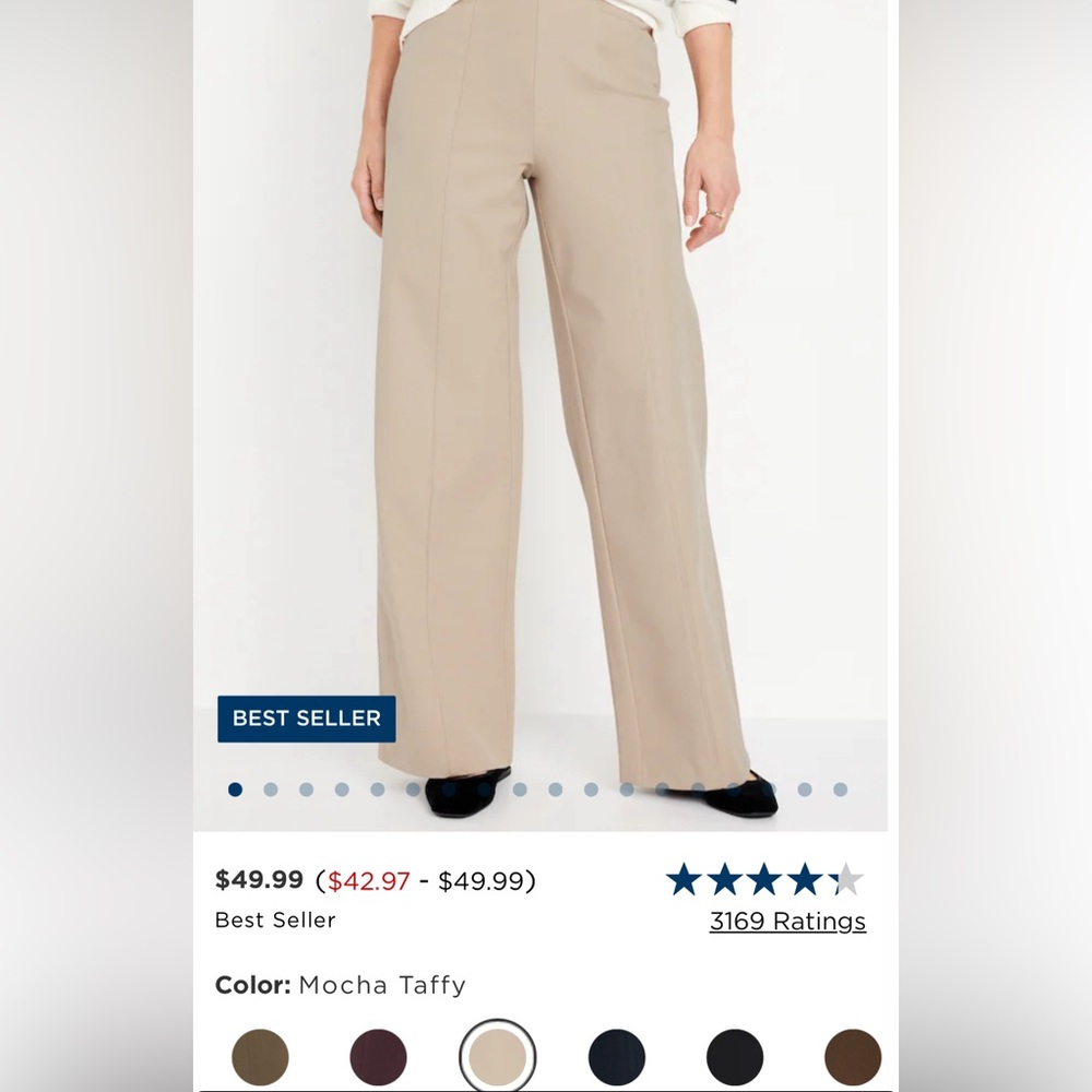 NWOT - Old Navy High Rise Pixie Wide Leg Pants - Small - Mocha Taffy